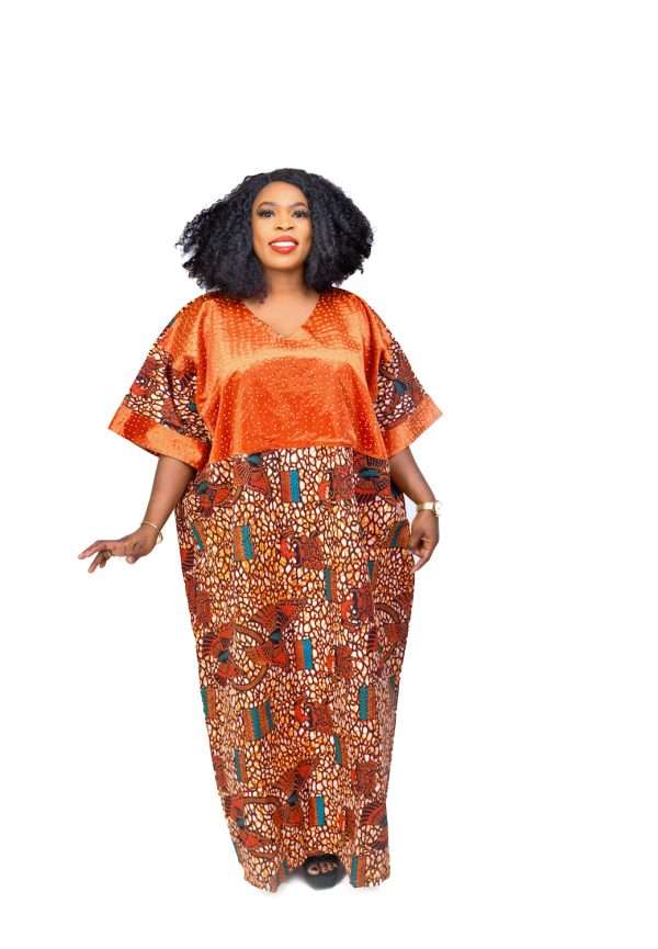 African Ankara dress with a stoned velvet - Agbeke